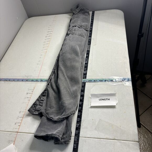 Sneak Peek Women’s Shirt Dress Medium Gray Roll Tab Sleeve Tencel Urban Boho - Picture 9 of 10